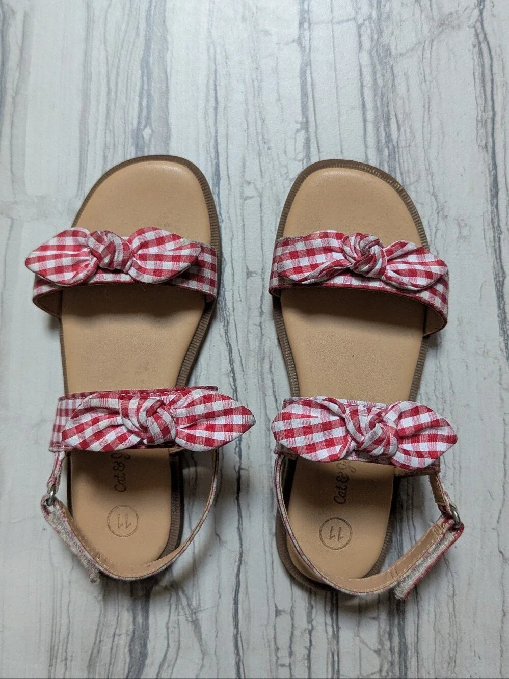 Girls Gingam Summer Sandals